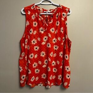 Alfred Sung XXL sheer floral print sleeveless blouse